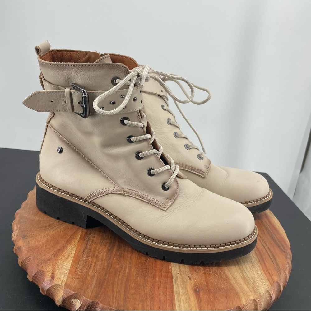 Pikolinos Vicar Ankle Lace Up Leather Boots Marfil Sz 40 9.5-10